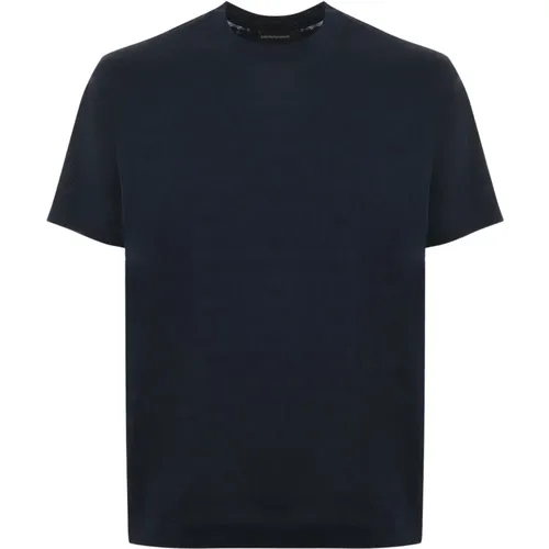 Blaue T-Shirts und Polos , Herren, Größe: L - Emporio Armani - Modalova