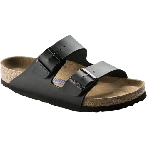 Schwarze Sandalen mit Doppelschnalle und Korksohle , Herren, Größe: 48 EU - Birkenstock - Modalova