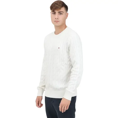 Retro-inspirierter weißer Pullover , Herren, Größe: L - Tommy Hilfiger - Modalova