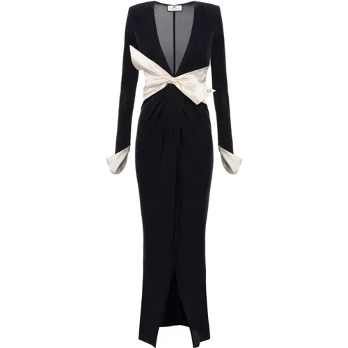 Evening Dress with Oversize Bow , female, Sizes: XS, S, M - Elisabetta Franchi - Modalova