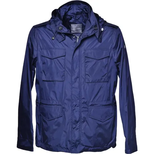 Jacket in navy nylon , male, Sizes: XL, 2XL, 3XL, 5XL, L, 4XL - Baldinini - Modalova