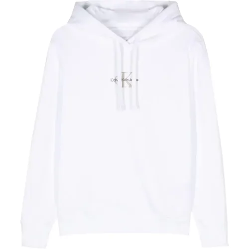 Hoodie Sweater Cotton Jersey Embroidered Logo , female, Sizes: L, M, XS, S - Calvin Klein Jeans - Modalova