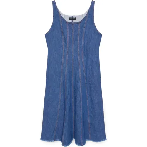 Denim-Kleid mit Vertikalen Schnitten , Damen, Größe: 2XL - Fiorella Rubino - Modalova
