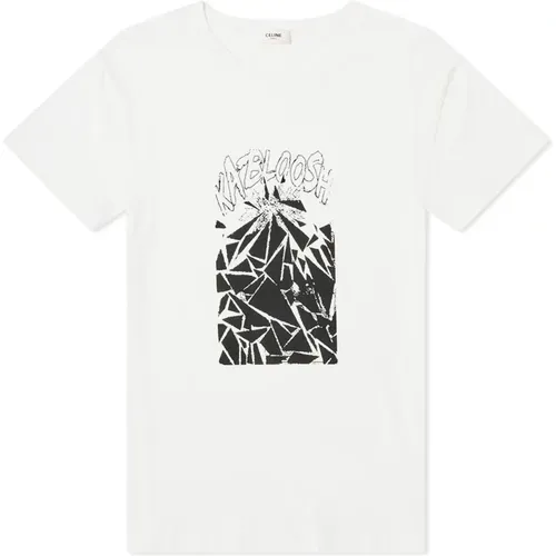 Weißes Baumwoll-T-Shirt Ss22 , Herren, Größe: S - Celine - Modalova