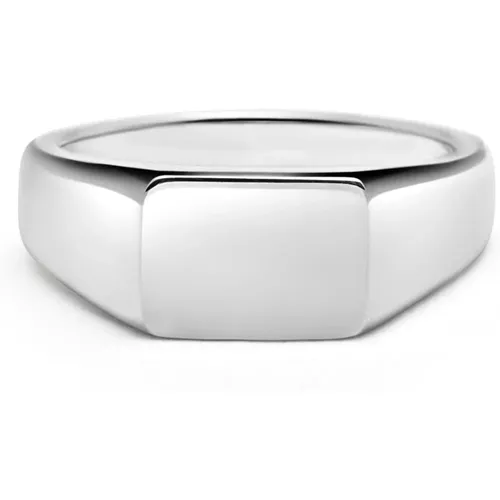 Mens Rectangle Sterling Silver Signet Ring , Herren, Größe: 60 MM - Nialaya - Modalova