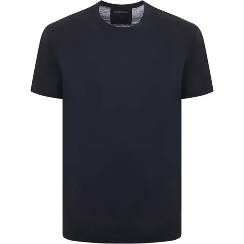 Men's Logo T-shirt in Lyocell and Cotton , male, Sizes: M, S, L, XL - Emporio Armani - Modalova