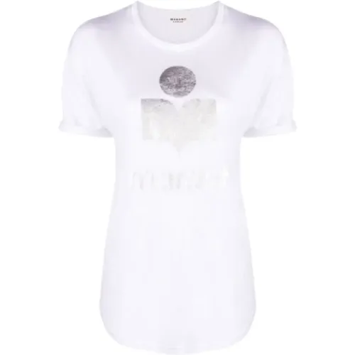 Umweltfreundliches Leinen-T-Shirt mit Logo , Damen, Größe: XS - Isabel marant - Modalova