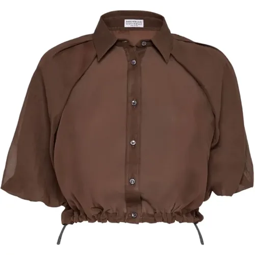 Cotton Classic Collar Shirt , female, Sizes: M - BRUNELLO CUCINELLI - Modalova