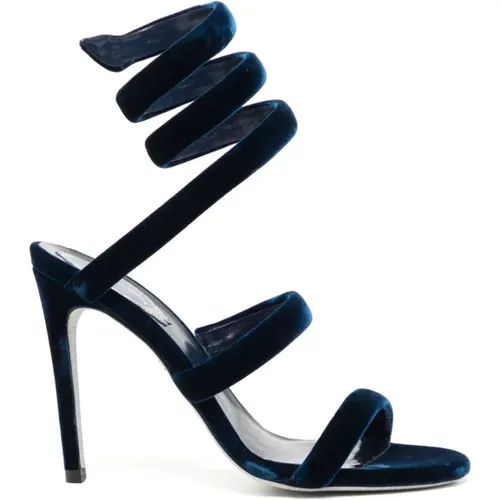 Velvet Wraparound Sandals 100mm Stiletto , female, Sizes: 5 UK, 7 UK, 6 UK, 4 UK, 8 UK, 3 UK - René Caovilla - Modalova