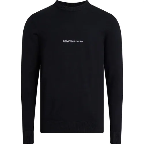 Schwarzer Pullover mit Kontrastlogo , Herren, Größe: XL - Calvin Klein - Modalova