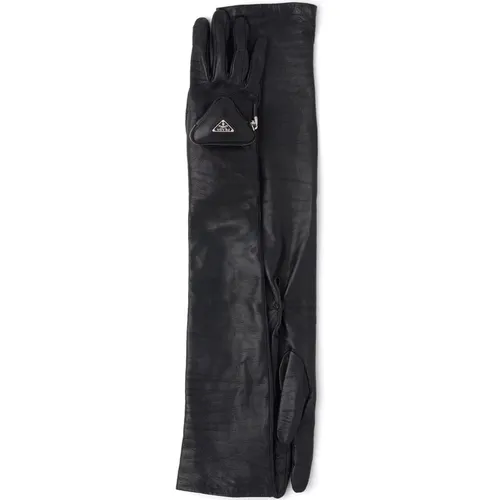 Leather Long Gloves , female, Sizes: 8 IN - Prada - Modalova
