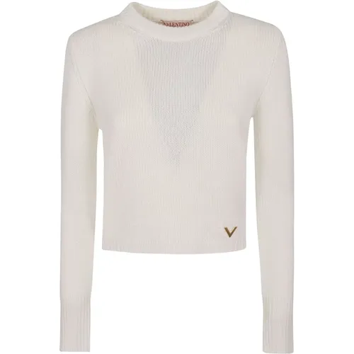 Cashmere V Gold Pullover Sweater , female, Sizes: M - Valentino Garavani - Modalova