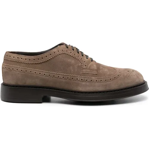 Suede Leather Perforated Detail Lace-up Shoes , male, Sizes: 9 UK, 10 UK, 7 1/2 UK, 8 1/2 UK, 6 1/2 UK - Doucal's - Modalova