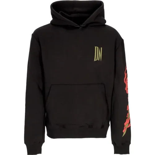 Schwarzer Ryu Dragon Hoodie mit Kängurutasche , Herren, Größe: L - Dolly Noire - Modalova