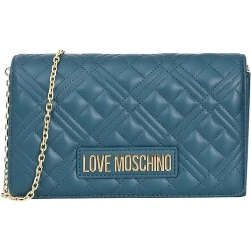 Gepolsterte Smaragdgrüne Clutch-Tasche - Love Moschino - Modalova