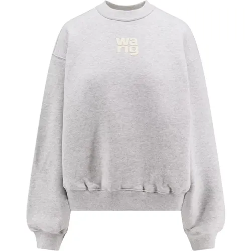 Grey Sweatshirt with Ribbed Details , female, Sizes: XS, S, M, L - alexander wang - Modalova