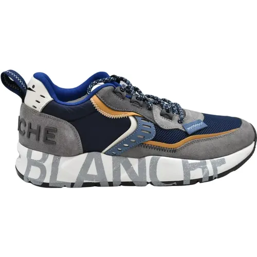 Navy Yellow Laced Shoes for Men , male, Sizes: 7 UK, 10 UK - Voile blanche - Modalova