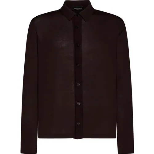 Cotton Knit Shirt Classic Collar , male, Sizes: 2XL, XL, M, S - Roberto Collina - Modalova