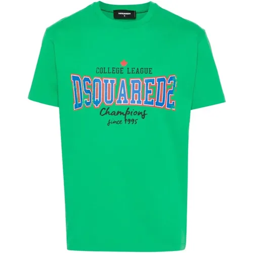 Emerald College League T-Shirt , male, Sizes: 3XL, L - Dsquared2 - Modalova