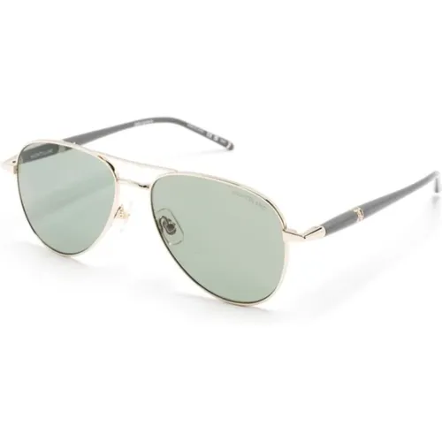 Gold Sunglasses with Original Accessories , male, Sizes: 57 MM - Montblanc - Modalova
