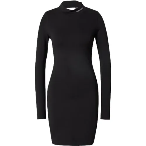 Milano Jersey Dress with Turtleneck , female, Sizes: L, S, XS, M - Calvin Klein Jeans - Modalova