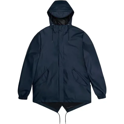 Minimalistische Fishtail Jacke , Herren, Größe: XL - Rains - Modalova