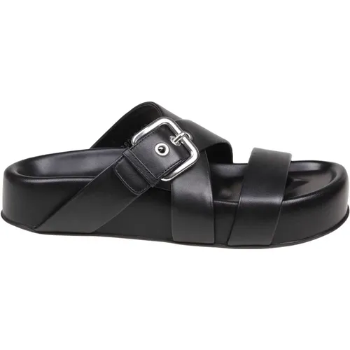 Leather Slide Sandals , female, Sizes: 4 1/2 UK, 3 1/2 UK, 5 1/2 UK - AGL - Modalova