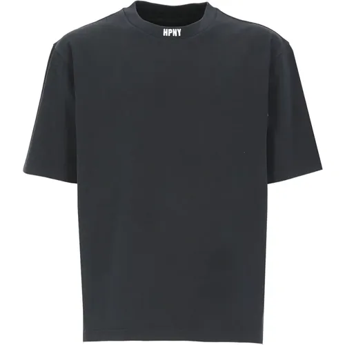Schwarzes Baumwoll-T-Shirt für Herren mit Einzigartiger Stickerei , Herren, Größe: L - Heron Preston - Modalova