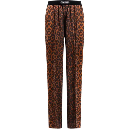 Natural Print Silk Trousers , female, Sizes: M - Tom Ford - Modalova