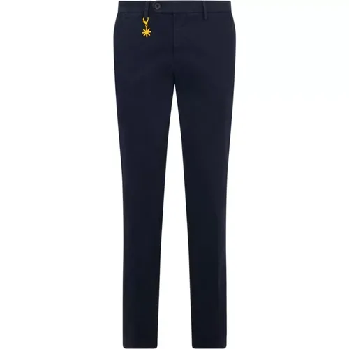 Navy Chino Pants with Slim Fit and Brand Detail , male, Sizes: 2XL - Manuel Ritz - Modalova