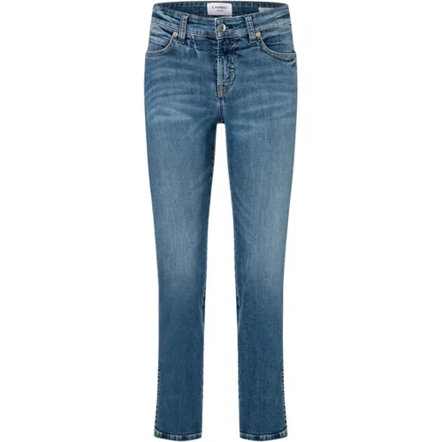 Blaue Skinny Jeans mit Schlitz - 5 Taschen , Damen, Größe: XS - CAMBIO - Modalova