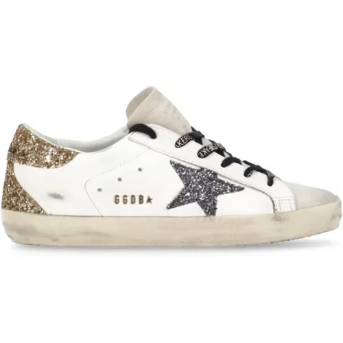 Weiße Leder Glitzer Stern Sneakers , Damen, Größe: 40 EU - Golden Goose - Modalova