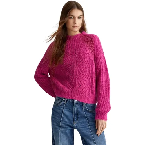 Grafischer Alpaka-Mix Rippstrickpullover , Damen, Größe: L - Liu Jo - Modalova