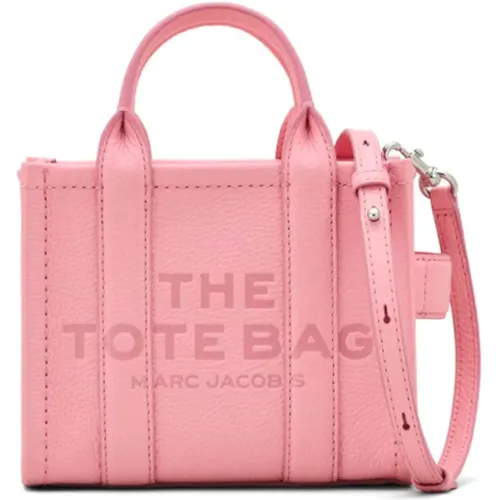 Rosa gehämmertes Lederhandtasche , Damen, Größe: ONE Size - Marc Jacobs - Modalova