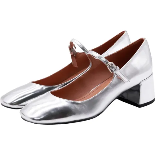 Silver Block Heel Pumps , female, Sizes: 8 UK - Bibi Lou - Modalova