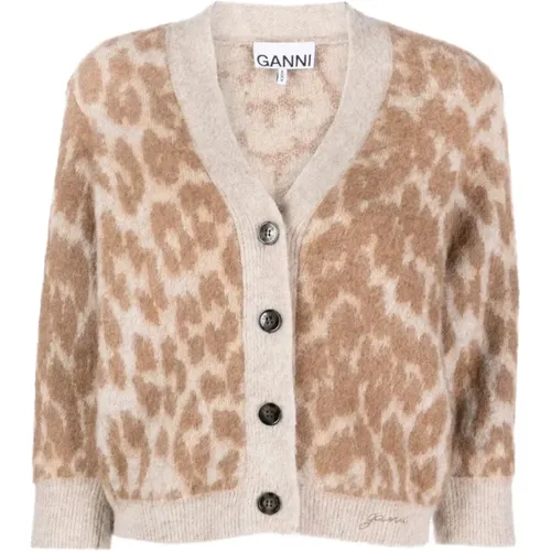 Leopard Jacquard Pullover , Damen, Größe: S - Ganni - Modalova