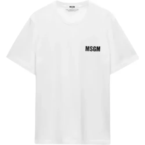 Weißes Impact Logo Jersey T-Shirt , Herren, Größe: M - MSGM - Modalova