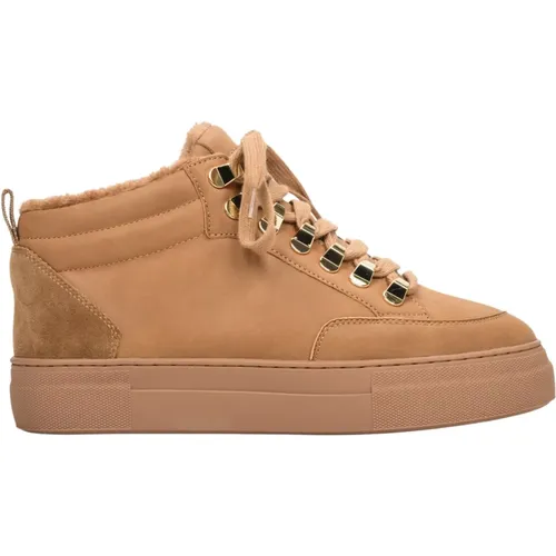 Damen Braune High-Top Sneakers aus echtem Nubuk Er00112247 , Damen, Größe: 37 EU - Estro - Modalova