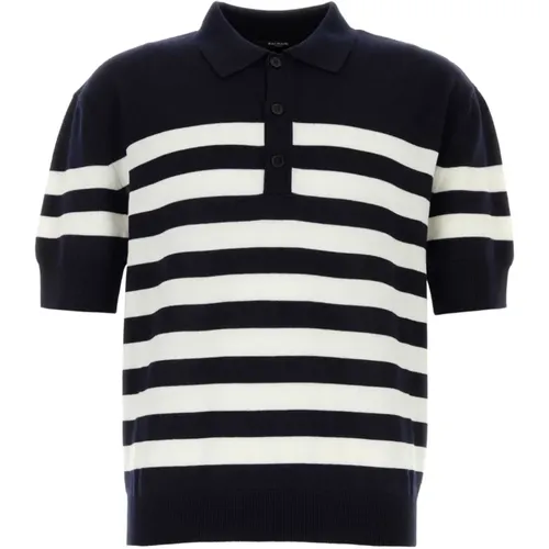 Woll-Poloshirt mit Stickerei - Balmain - Modalova