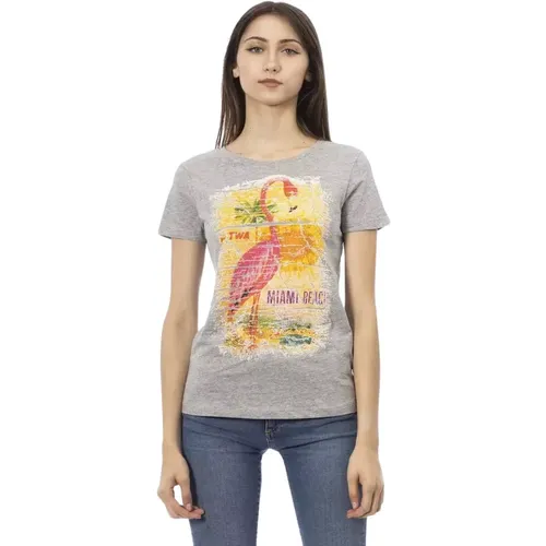 Cotton Short Sleeve T-Shirt with Front Print , female, Sizes: XL, L, M, S, XS, 2XL - Trussardi - Modalova