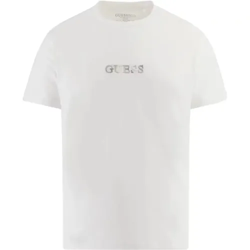 Weiße Textil-T-Shirt für Männer , Herren, Größe: XL - Guess - Modalova
