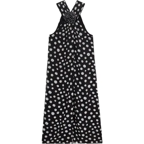 Langes Kleid mit Blumendetail , Damen, Größe: XL - Oltre - Modalova
