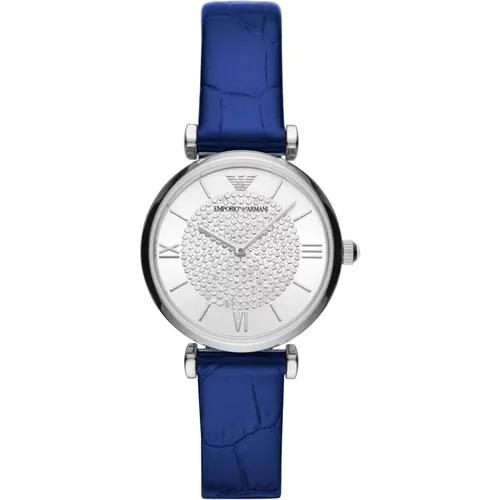 Blau Leder Gianni T-Bar Uhr - Emporio Armani - Modalova