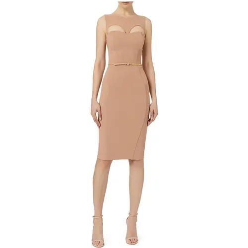 Midi Kleid in Nude Farbe , Damen, Größe: S - Elisabetta Franchi - Modalova