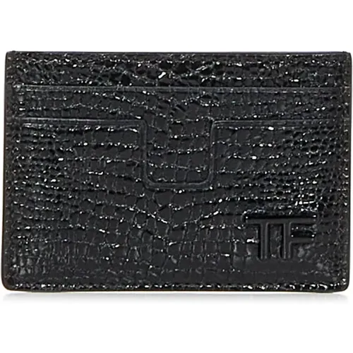 Lizard-Print Leather Wallet , male, Sizes: ONE SIZE - Tom Ford - Modalova