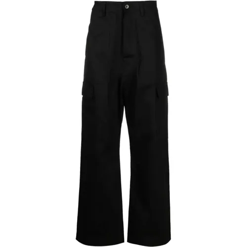 Schwarze Baumwollhose mit Mehreren Taschen , Herren, Größe: L - Rick Owens - Modalova