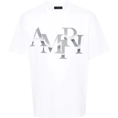 Weißes Baumwoll-T-Shirt mit Aufgedrucktem Logo - Amiri - Modalova