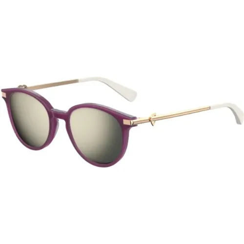 Violett/Gold Verspiegelte Sonnenbrille MOLO08/s-0T7 , Damen, Größe: 51 MM - Love Moschino - Modalova