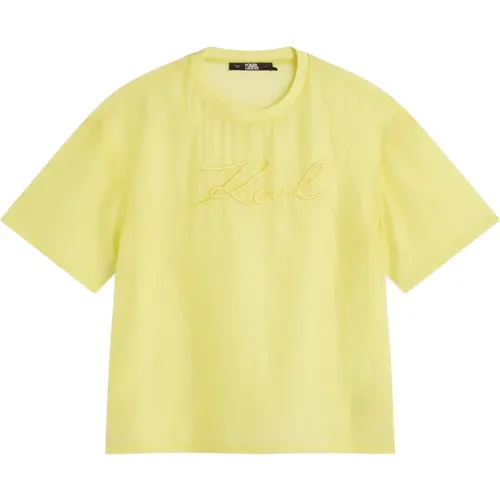 Ikonik 2.0 Grafik T-Shirt , Damen, Größe: S - Karl Lagerfeld - Modalova