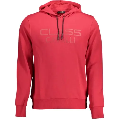 Pink Cotton Hooded Sweatshirt with Logo Print , male, Sizes: XL - Cavalli Class - Modalova